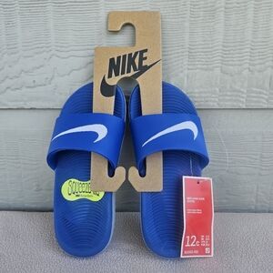 Nike Kawa Slide GS Toddler SZ 12 Hyper Cobalt White Slip-On Sandal 819352-400
